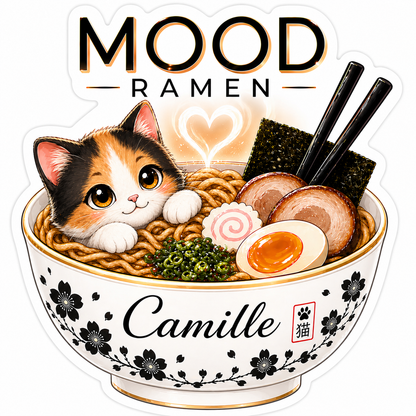 Sticker prénom personnalisé Mood  Ramen 8 cm