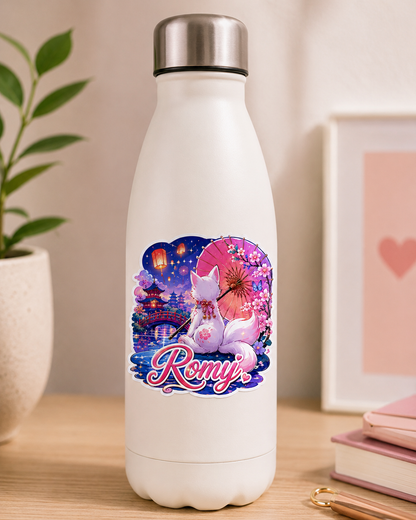 Sticker prénom personnalisable  Kitsune Sakura Enchantée