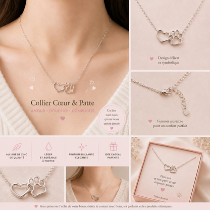 Collier coeur et patte