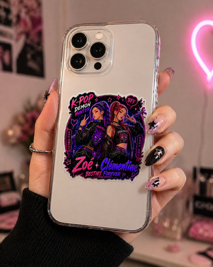 💖 Sticker Best Friends Personnalisé K-pop – Duo BFF Néon Kawaii