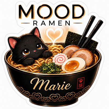 Sticker prénom personnalisé Mood  Ramen 8 cm