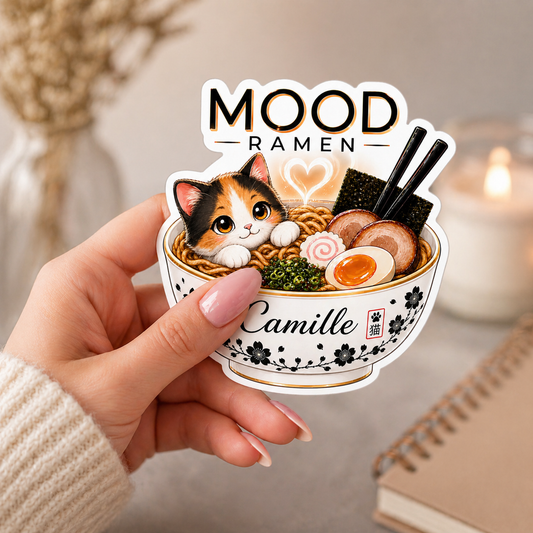 Sticker prénom personnalisé Mood  Ramen 8 cm