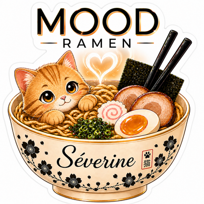 Sticker prénom personnalisé Mood  Ramen 8 cm