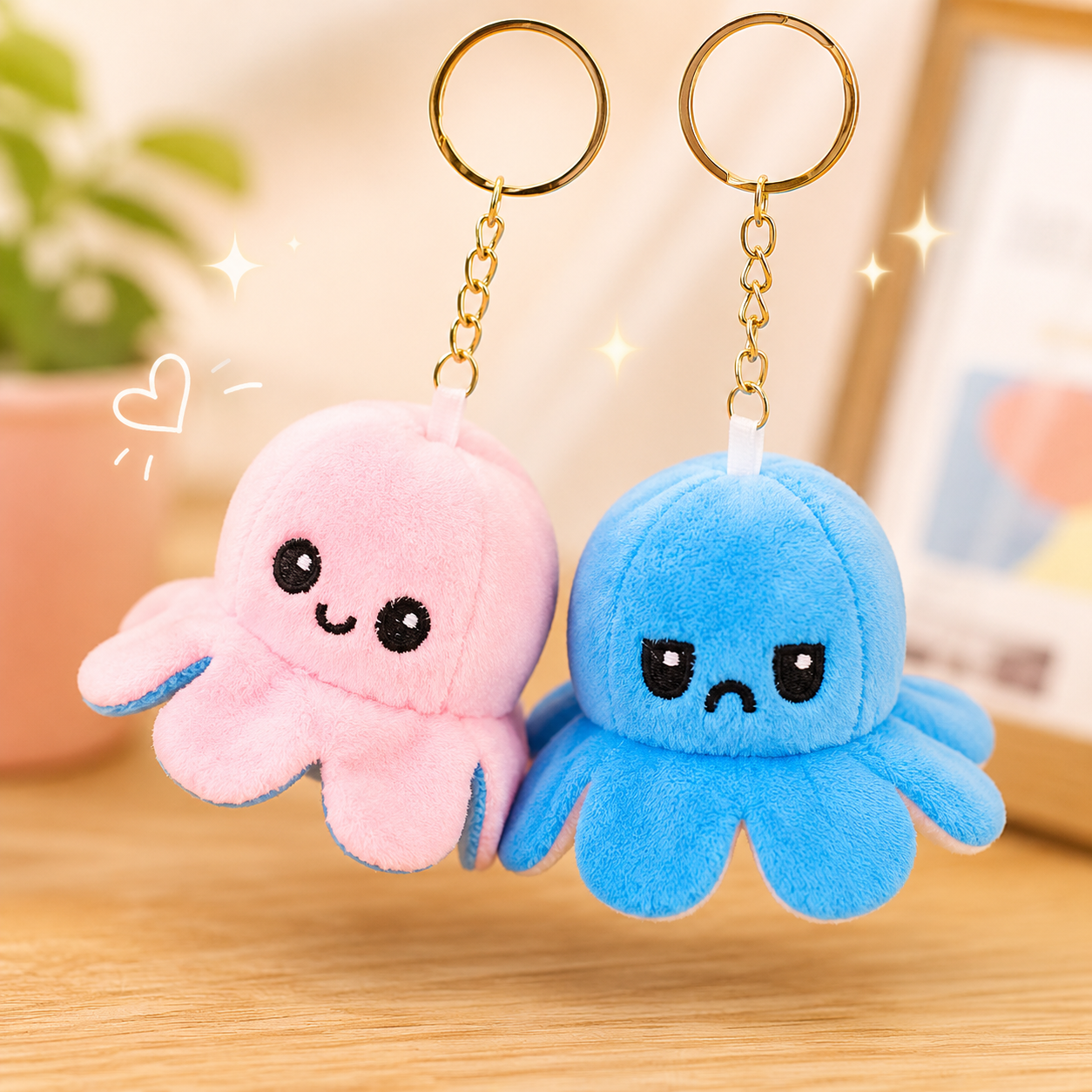 Porte-clés peluche octopus bleu réversible (PROMO -20%)