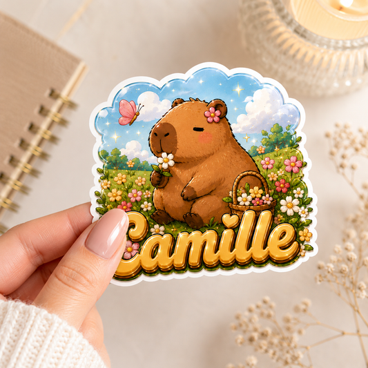 Sticker prénom Capybara Personnalisé ✨🌼