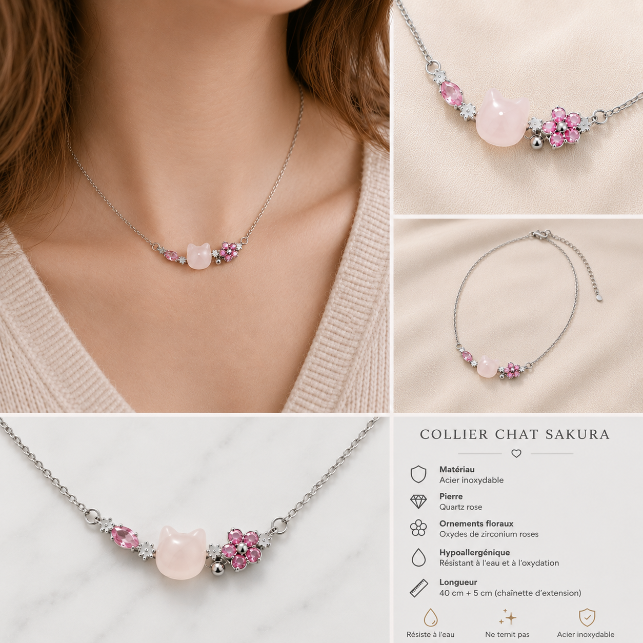 Collier chat sakura 🌸