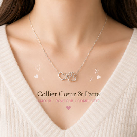 Collier coeur et patte