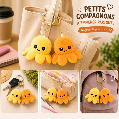 Porte-clés peluche octopus jaune réversible (PROMO -20%)