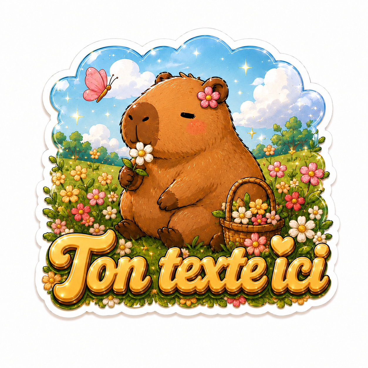 Sticker prénom Capybara Personnalisé ✨🌼