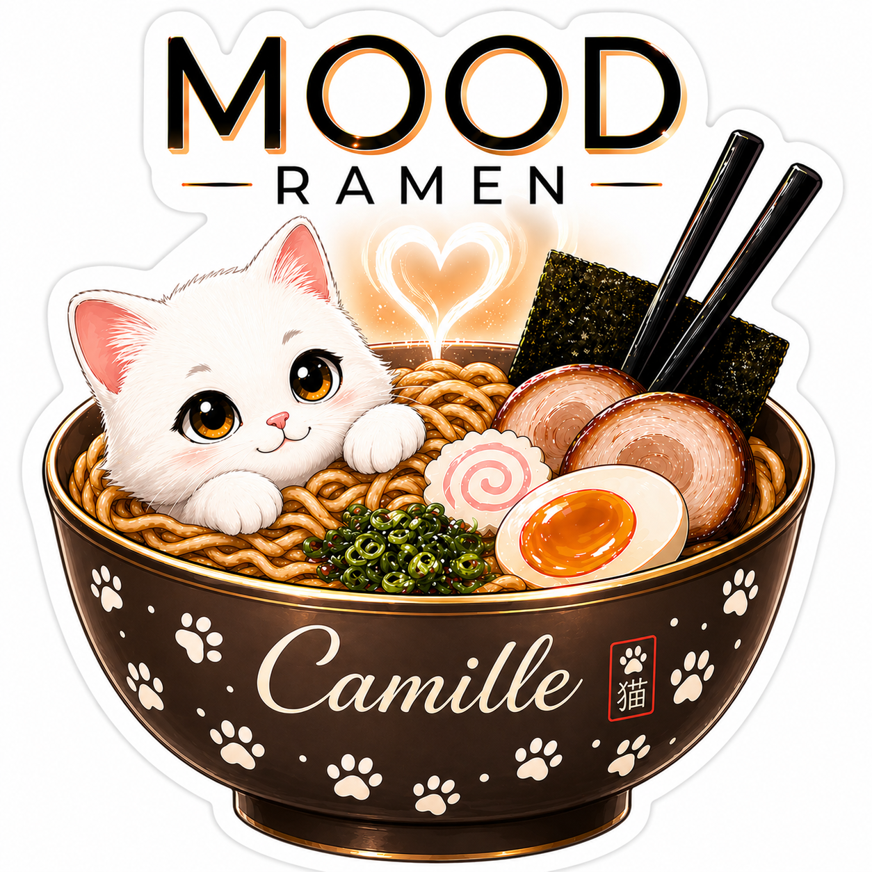 Sticker prénom personnalisé Mood  Ramen 8 cm