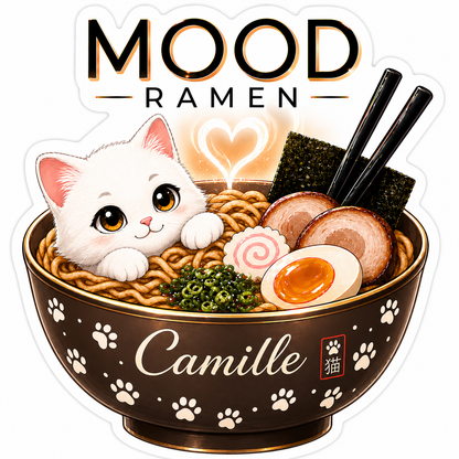 Sticker prénom personnalisé Mood  Ramen 8 cm