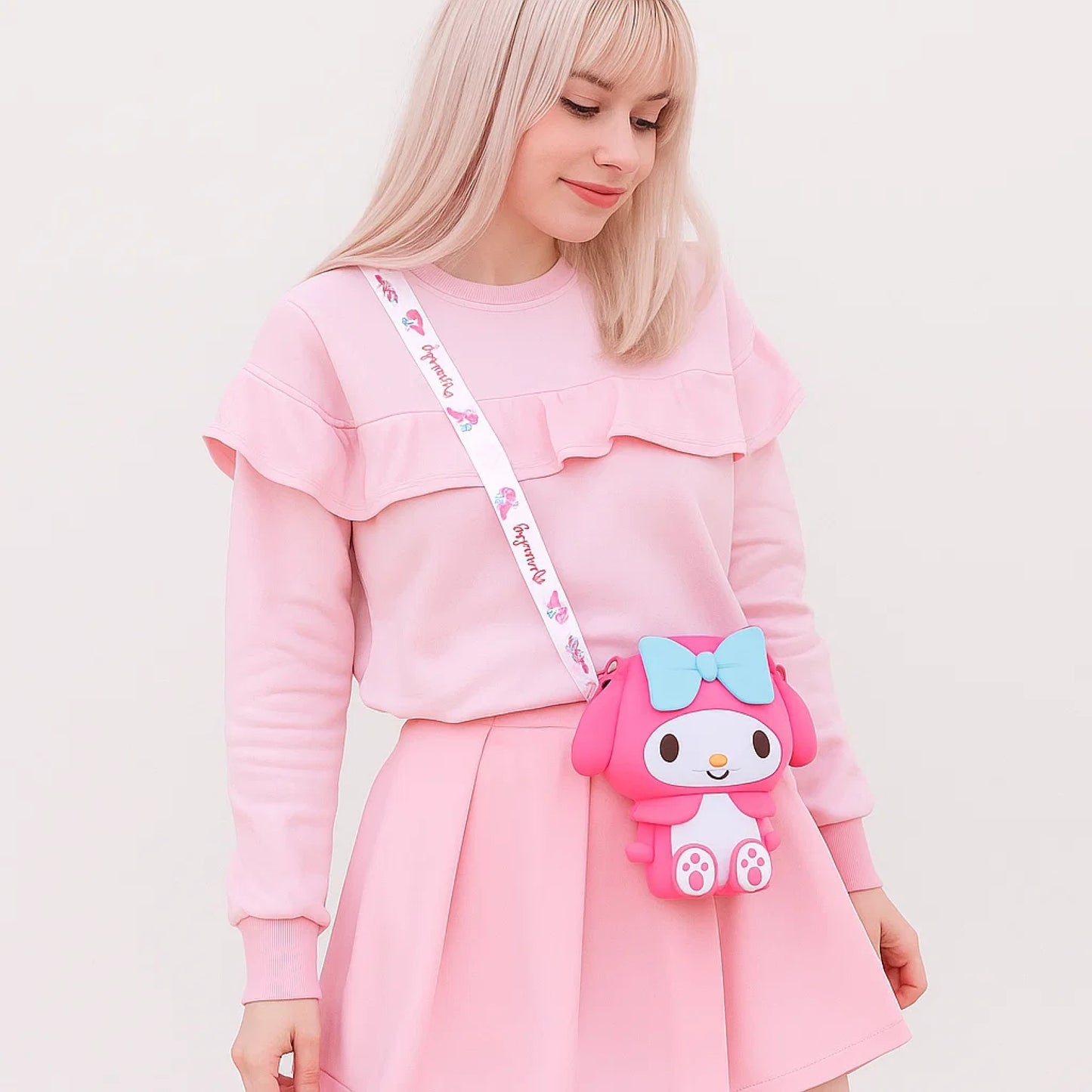 sacohce en pvc my melody, idéal pour y ranger smartphone, porte-monnaie et petits trésors. Parfaite pour un look mignon et kawaii, à prendre en balade