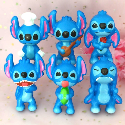 des squishy en forme de stitch dans différentes poses et expressions mignonnes. Effet antistress garanti tout en mignonnerie !