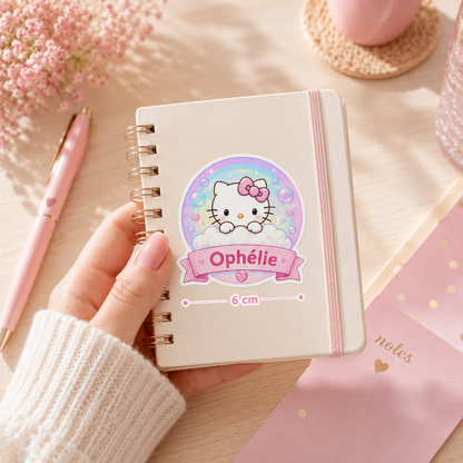Lot de 6 stickers 6 cm prénom personnalisables Hello Kitty 🐱✨
