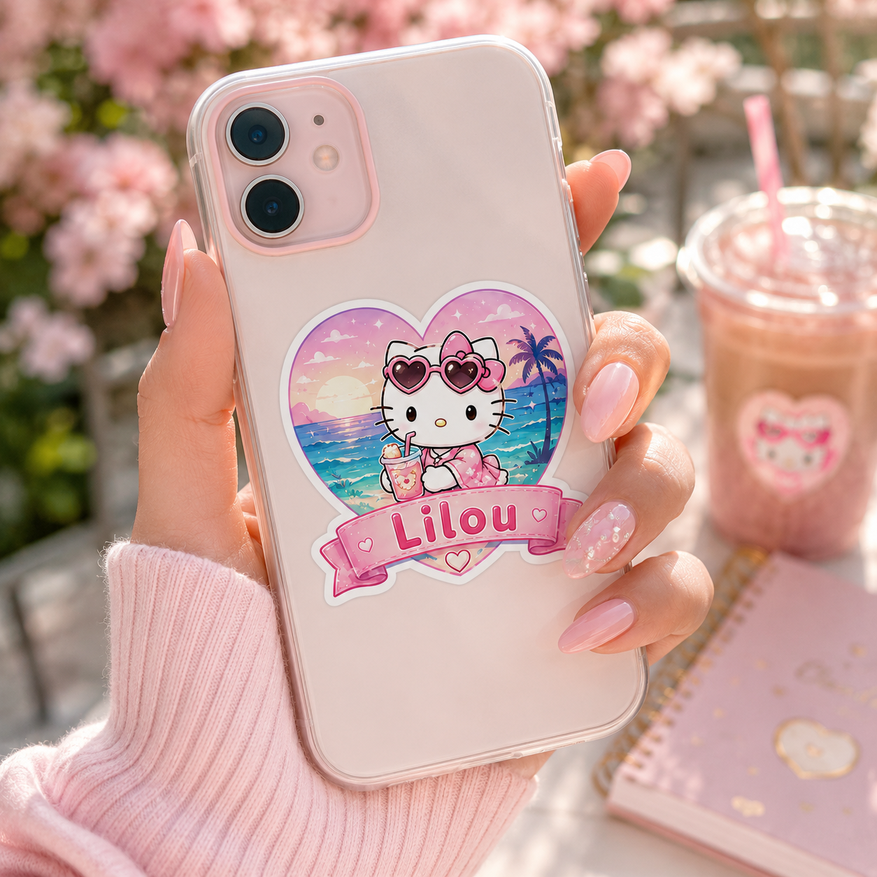 Lot de 6 stickers 6 cm prénom personnalisables Hello Kitty 🐱✨