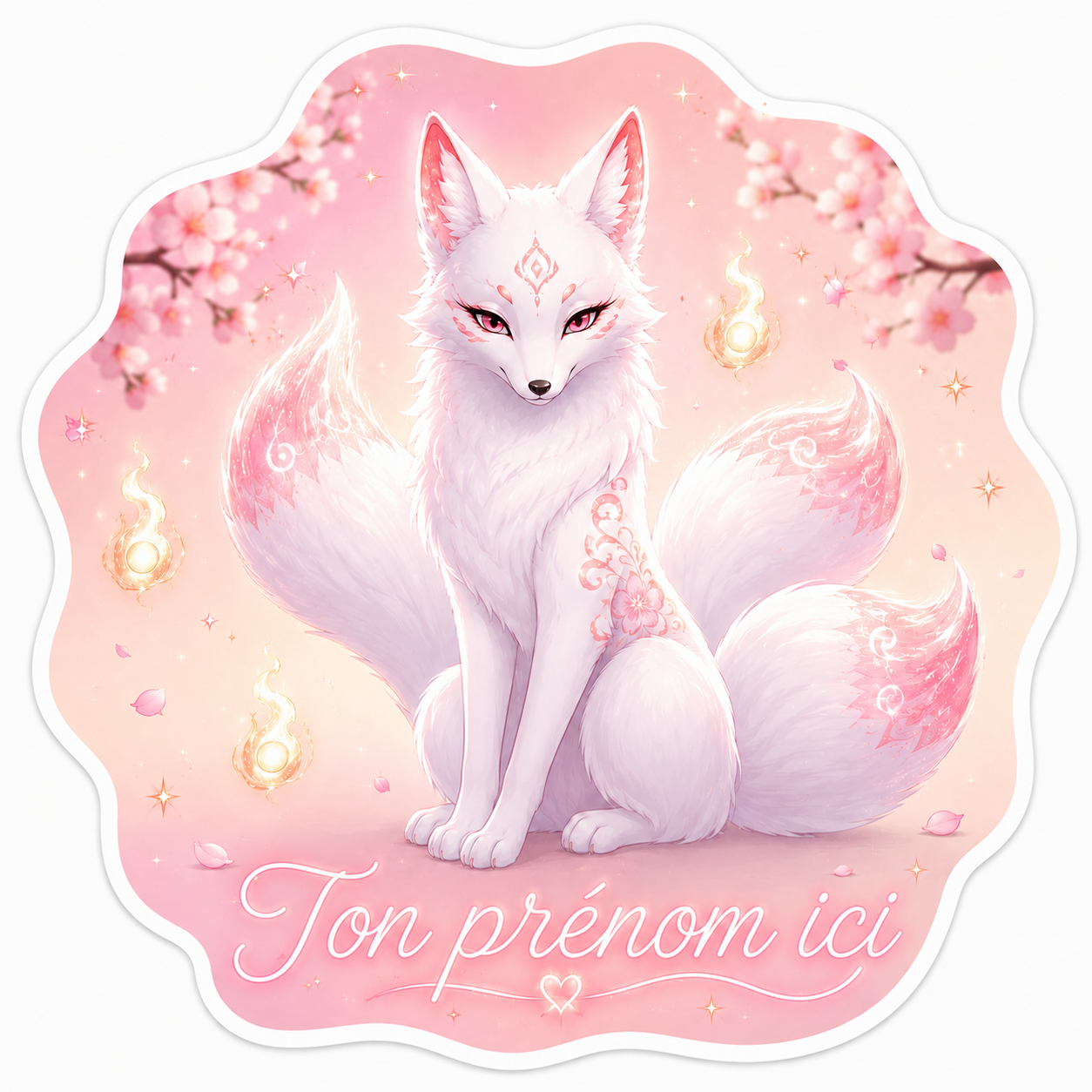 Sticker prénom personnalisable Kitsune 🦊✨
