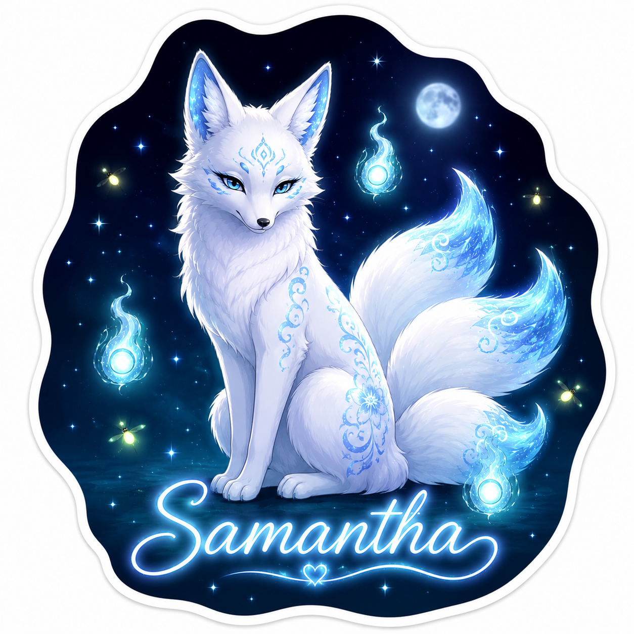 Sticker prénom personnalisable Kitsune 🦊✨