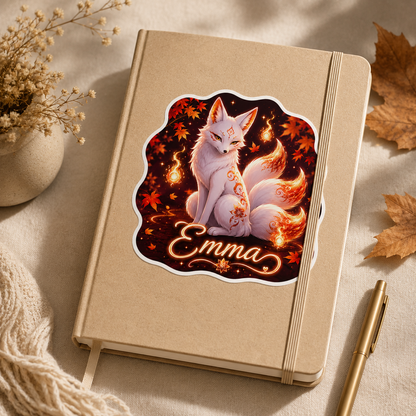 Sticker prénom personnalisable Kitsune 🦊✨