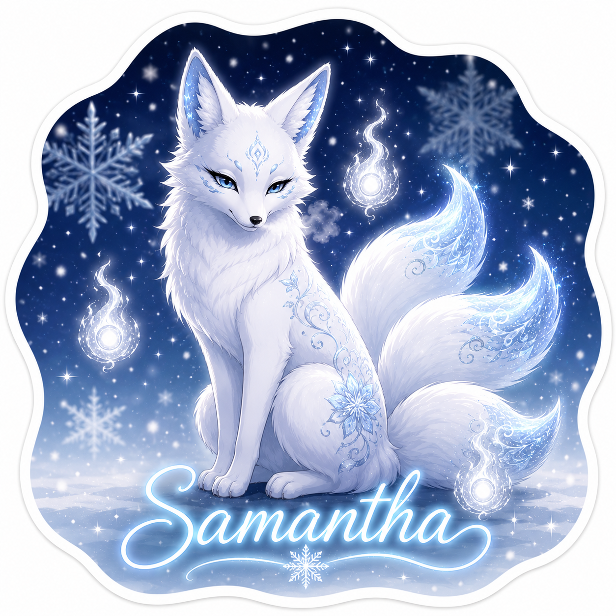 Sticker prénom personnalisable Kitsune 🦊✨