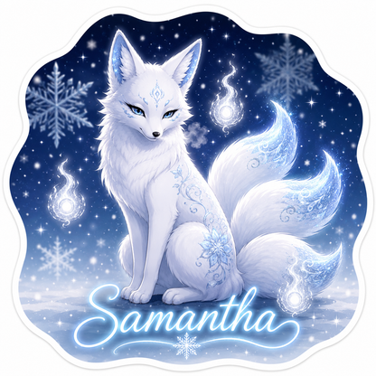Sticker prénom personnalisable Kitsune 🦊✨