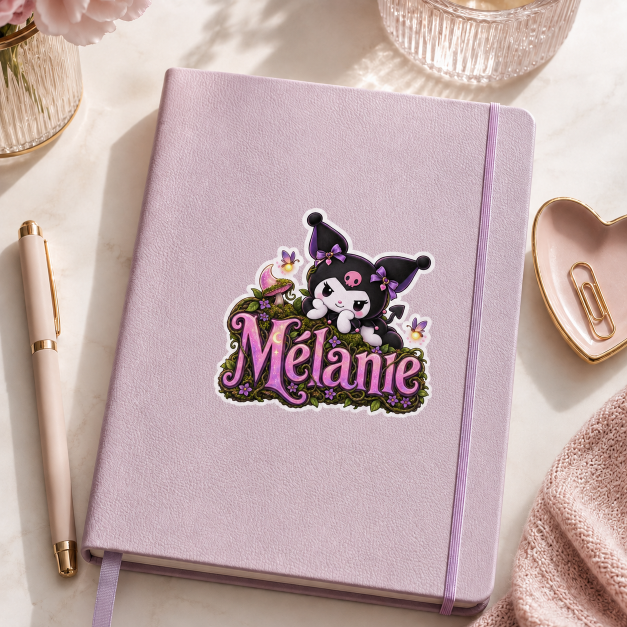 Sticker prénom personnalisable Kuromi Forêt Enchantée 🖤💜✨