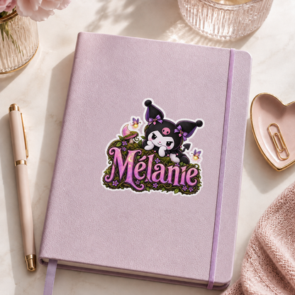 Sticker prénom personnalisable Kuromi Forêt Enchantée 🖤💜✨