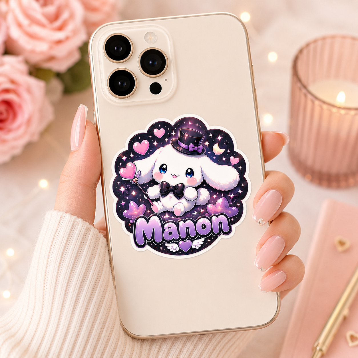Sticker prénom personnalisable Cinnamoroll 🐾✨