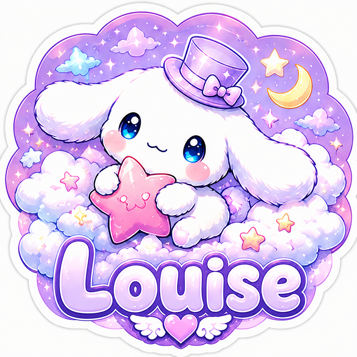 Sticker prénom personnalisable Cinnamoroll 🐾✨