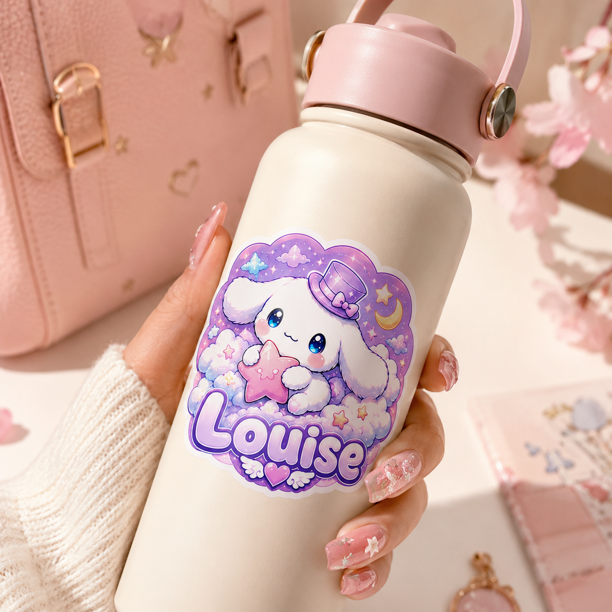 Sticker prénom personnalisable Cinnamoroll 🐾✨