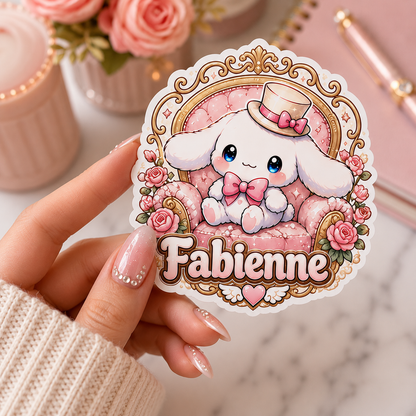 Sticker prénom personnalisable Cinnamoroll 🐾✨