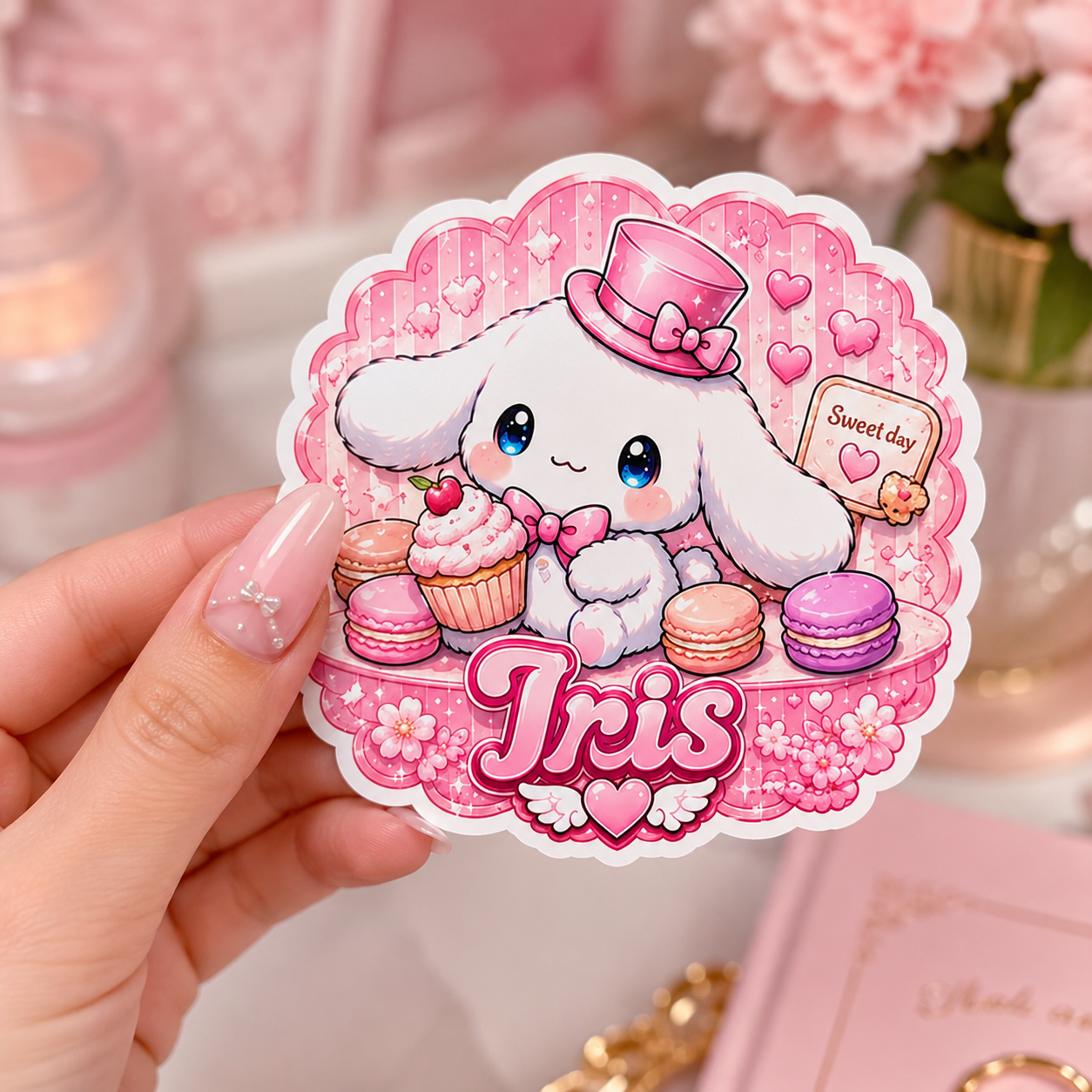 Sticker prénom personnalisable Cinnamoroll 🐾✨