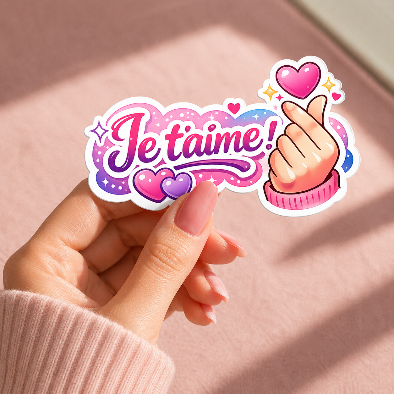 Sticker prénom personnalisé Finger heart