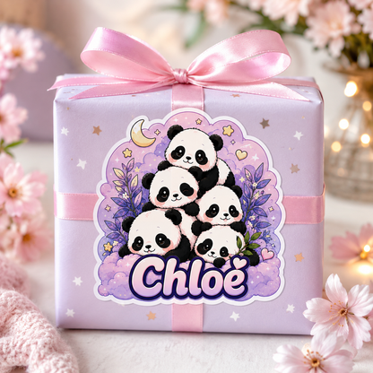 Sticker prénom personnalisé Pandas Kawaii 🐼