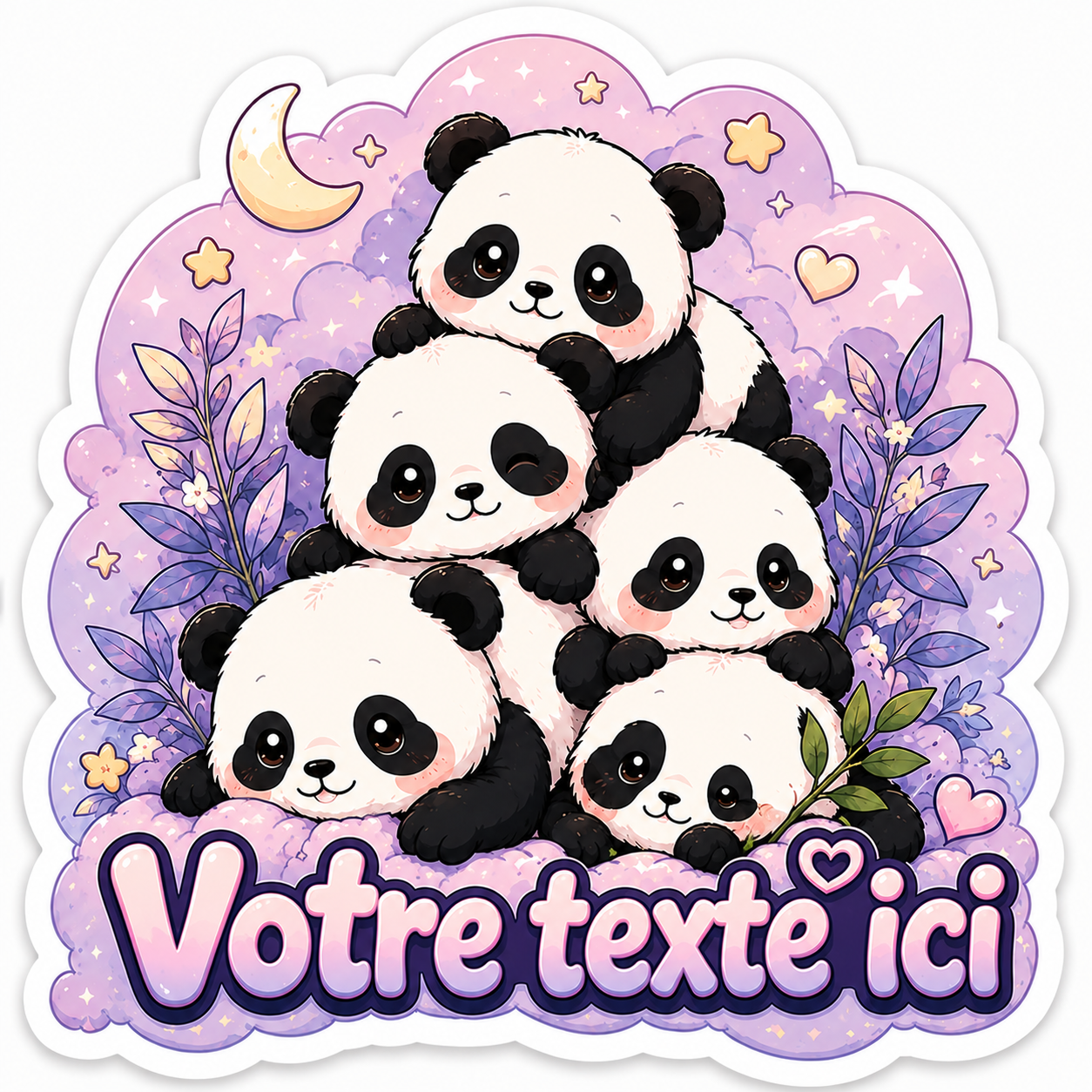Sticker prénom personnalisé Pandas Kawaii 🐼