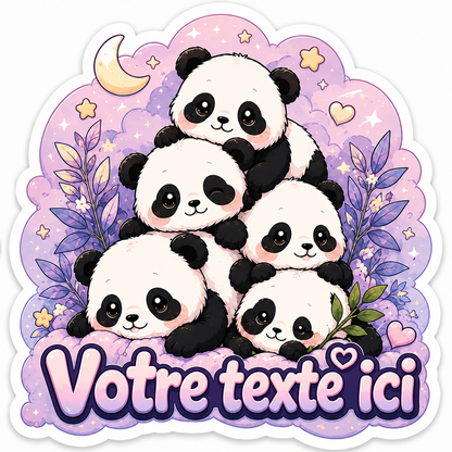 Sticker prénom personnalisé Pandas Kawaii 🐼