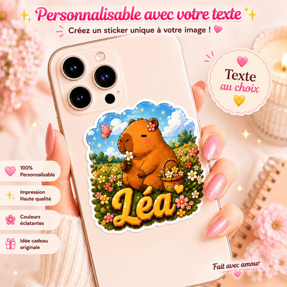 Sticker prénom Capybara Personnalisé ✨🌼