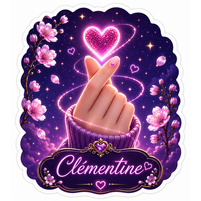 Sticker prénom personnalisé Finger heart