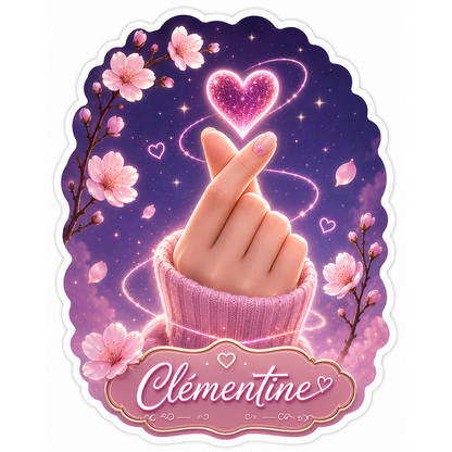 Sticker prénom personnalisé Finger heart