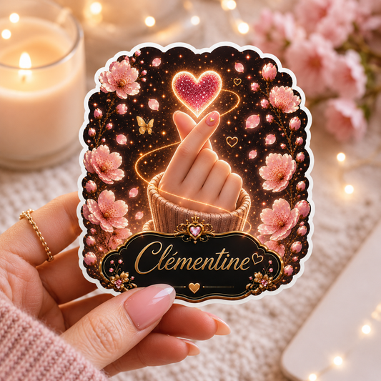 Sticker prénom personnalisé Finger heart