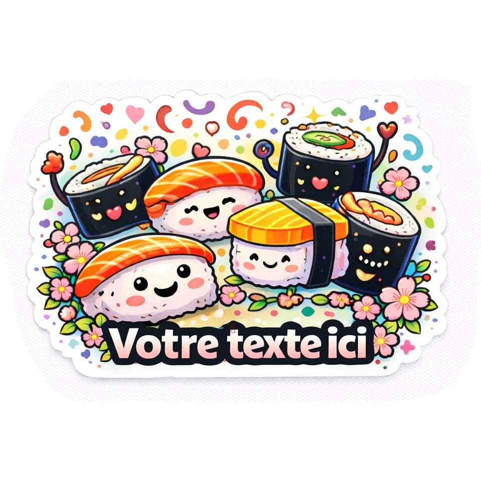 Sticker prénom personnalisé sushis et makis