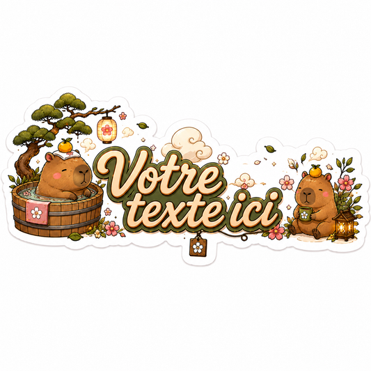 Sticker prénom personnalisable Capybara Onsen