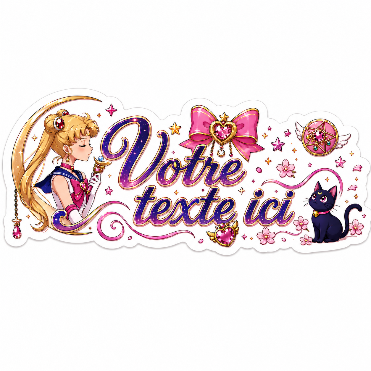 Sticker prénom personnalisable Sailor Moon 🌙💜✨