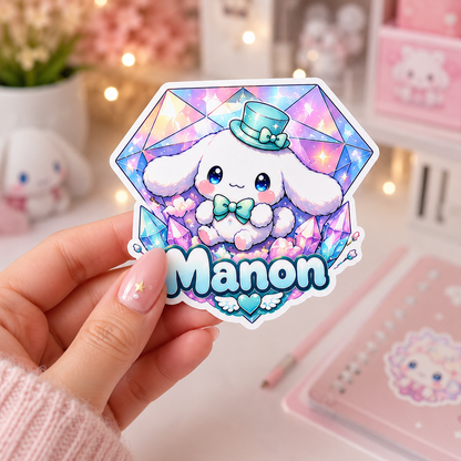Sticker prénom personnalisable Cinnamoroll 🐾✨
