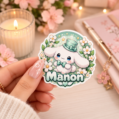 Sticker prénom personnalisable Cinnamoroll 🐾✨