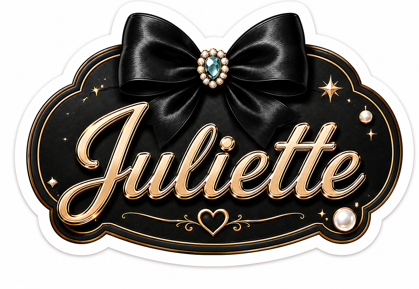 Sticker prénom personnalisable Coquette Noir & Or 💖✨