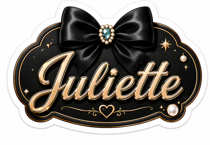 Sticker prénom personnalisable Coquette Noir & Or 💖✨