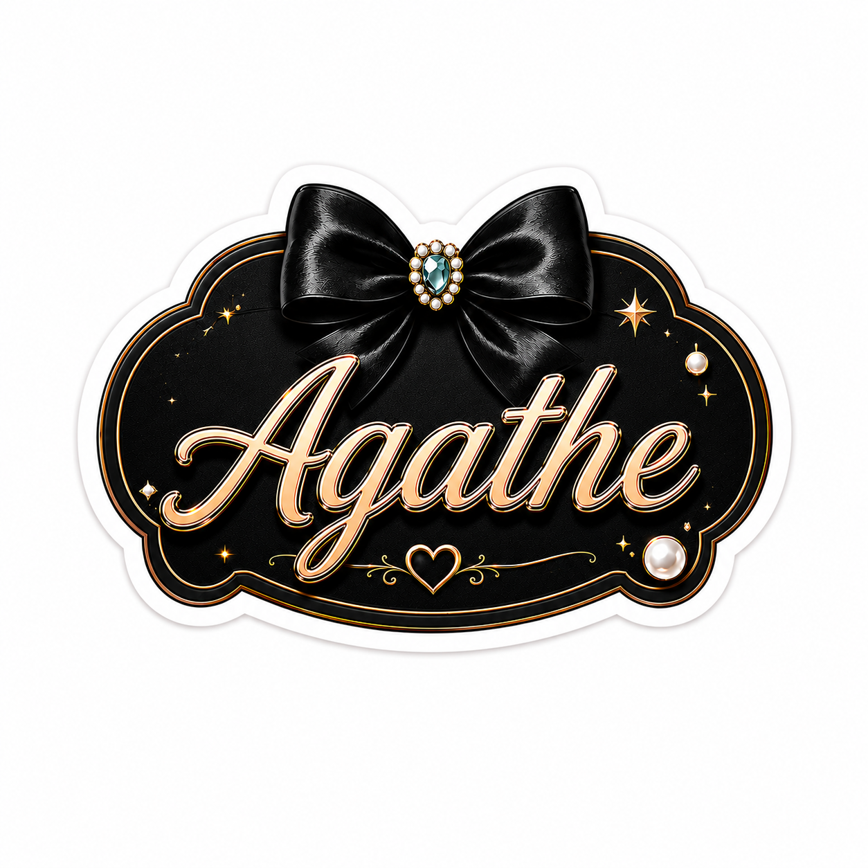 Sticker prénom personnalisable Coquette Noir & Or 💖✨