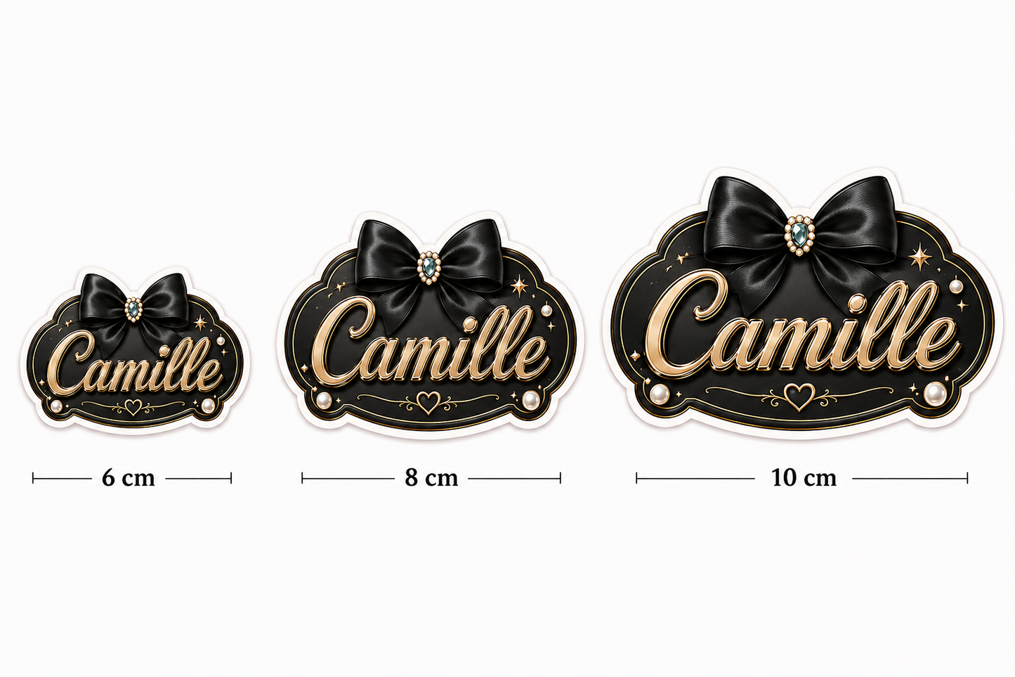 Sticker prénom personnalisable Coquette Noir & Or 💖✨