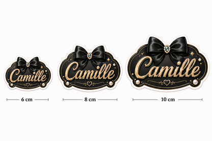 Sticker prénom personnalisable Coquette Noir & Or 💖✨