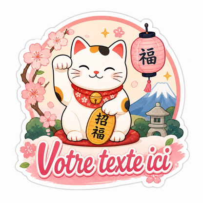 Sticker prénom personnalisable Maneki-Neko 🐱🌸✨